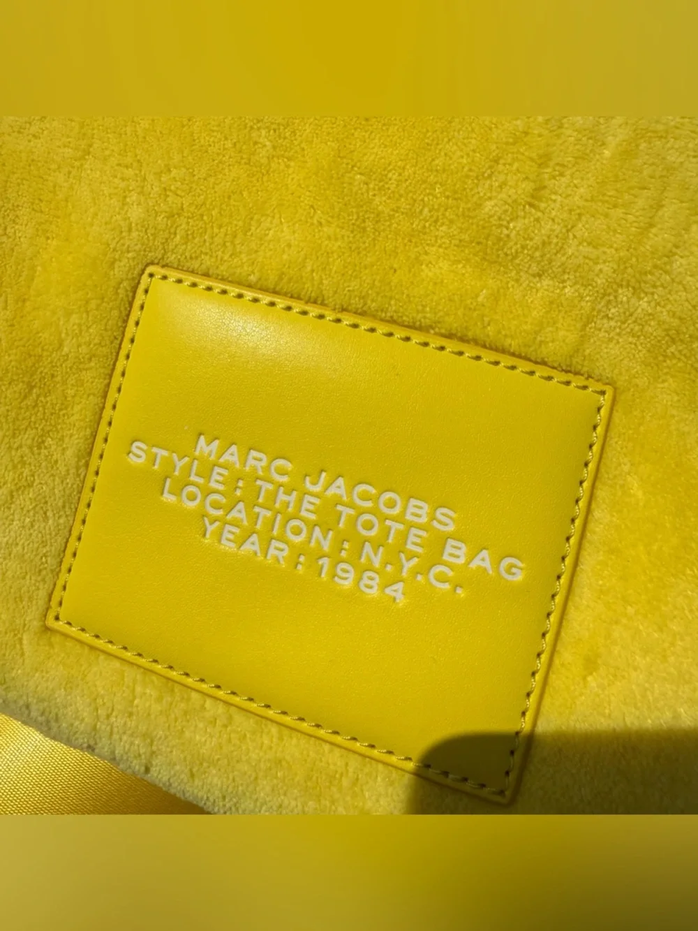 Marc Jacobs The Tote Bag Yellow Terry Cloth Small Travel Crossbody New